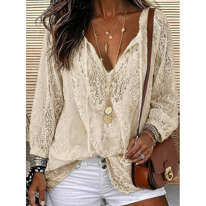 Delaney | Romantic Lace V-Neck Blouse