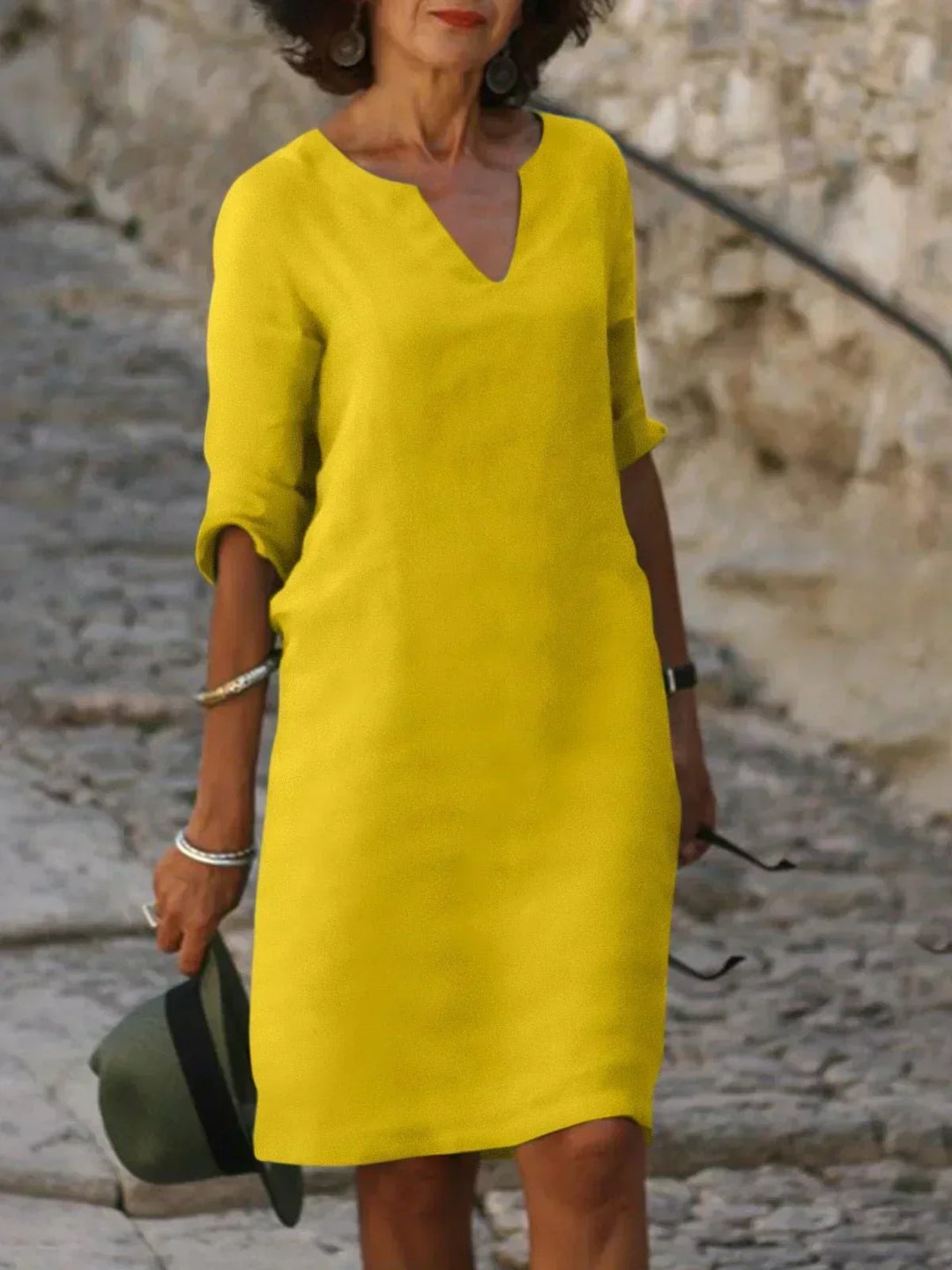 Harper | Elegant V Neck Draped Midi Dress