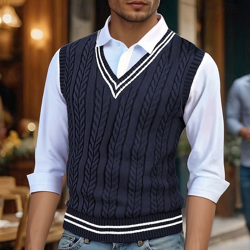 Prescott | Cable-Knit V-Neck Sweater Vest