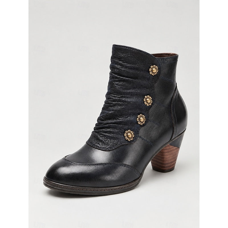 Rosalyn | Button-Detail Heeled Ankle Boots