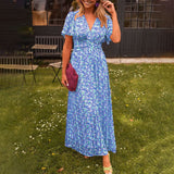 Emily | Classic Floral V Neck Dress