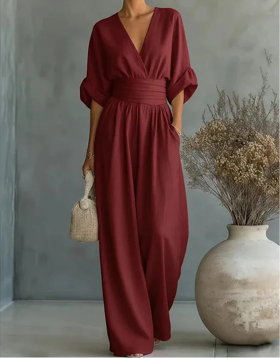 Cecilia | Wide-Leg V-Neck Jumpsuit