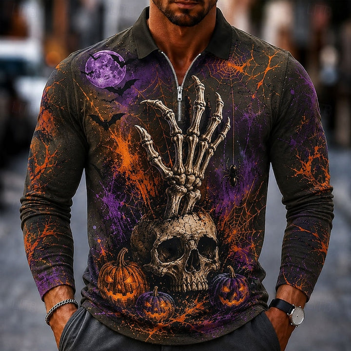 Rory | Halloween Pumpkin Zip Polo Shirt