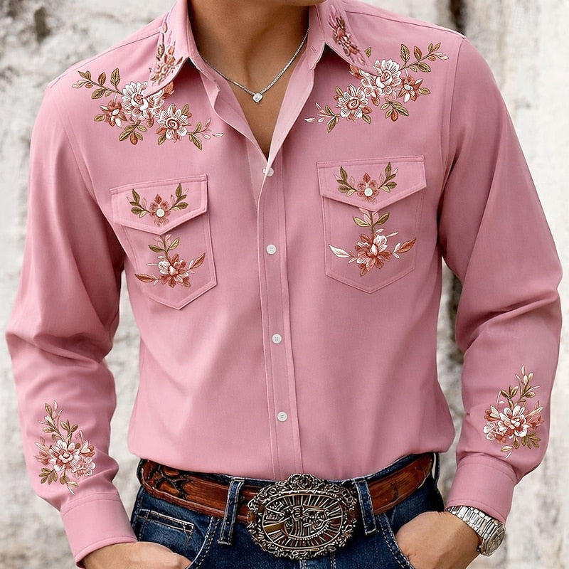 Wyatt | Embroidered Floral Western Shirt