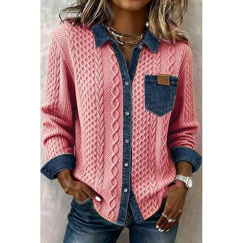 Tamsin | Textured Contrast Button-Up Shirt
