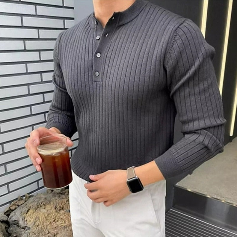 Gabriel | Ribbed Henley Sweater