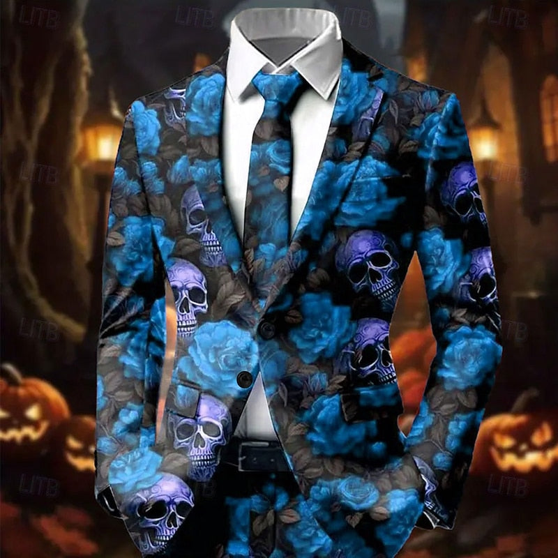 Alaric | Halloween Skull & Rose Statement Blazer