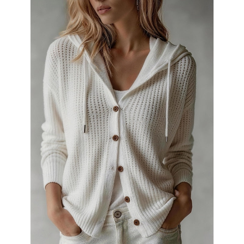 June | Hooded Waffle-Knit Cardigan