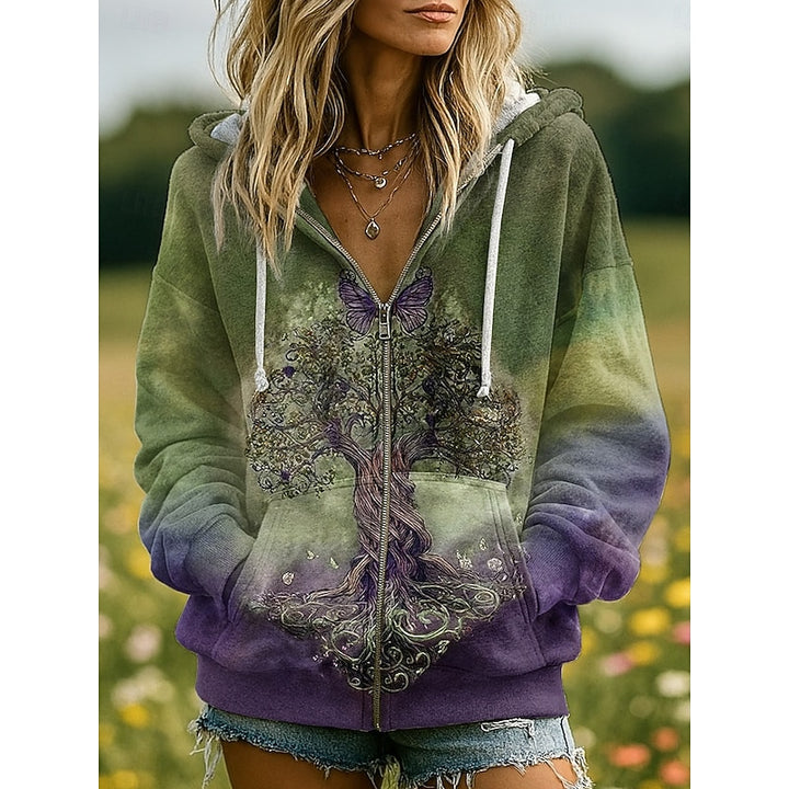 Vera | Nature-Print Zip Hoodie