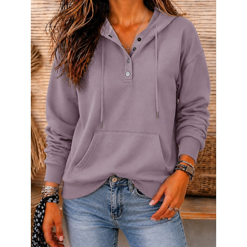 Carolyn | Relaxed Button-Neck Hoodie