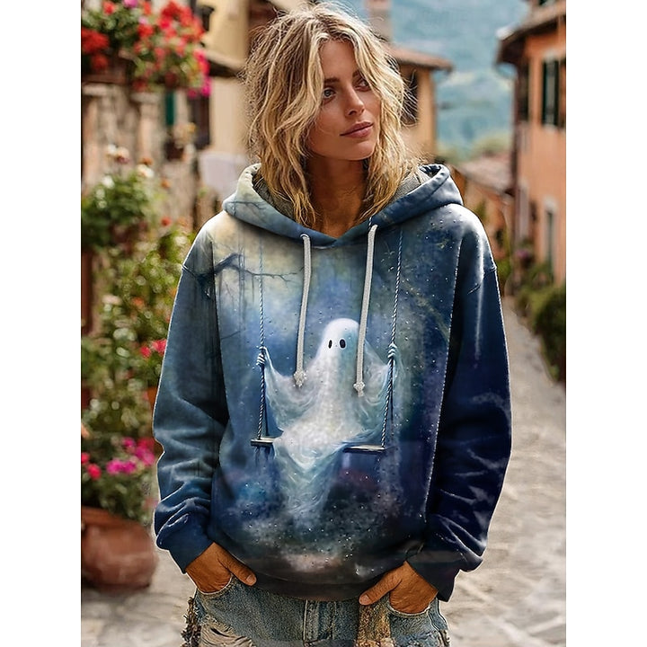 Della | Halloween Skull Print Oversized Hoodie
