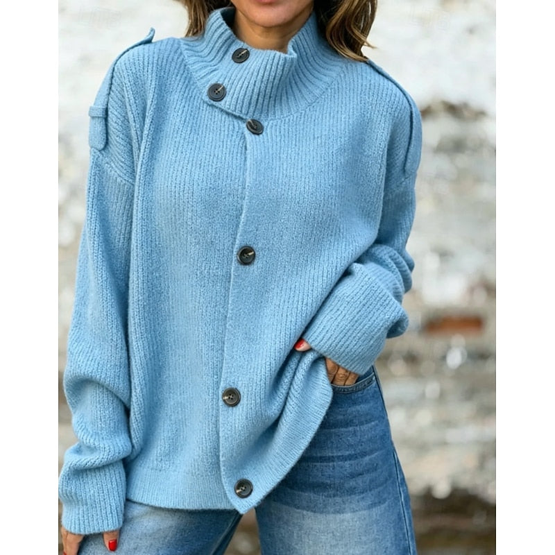 Sylvia | Buttoned Stand-Collar Cardigan
