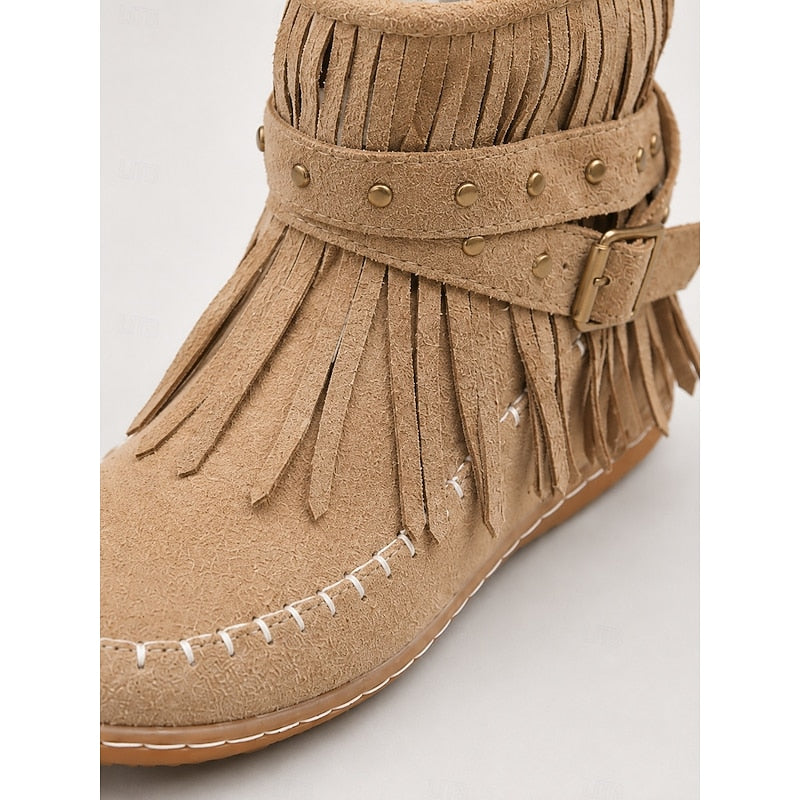 Adele | Fringe Moccasin Ankle Boots
