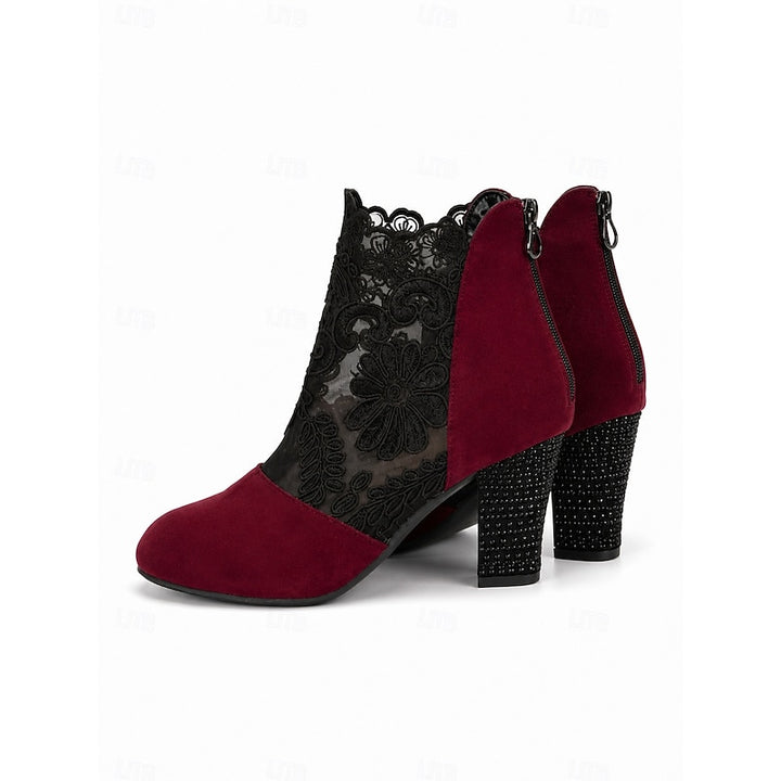 Marjorie | Lace-Detail Heeled Ankle Boots