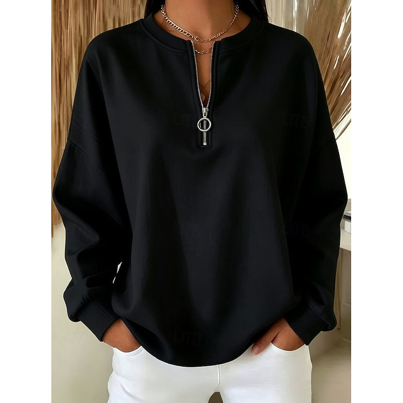 Vivienne | Quarter-Zip High-Neck Sweatshirt