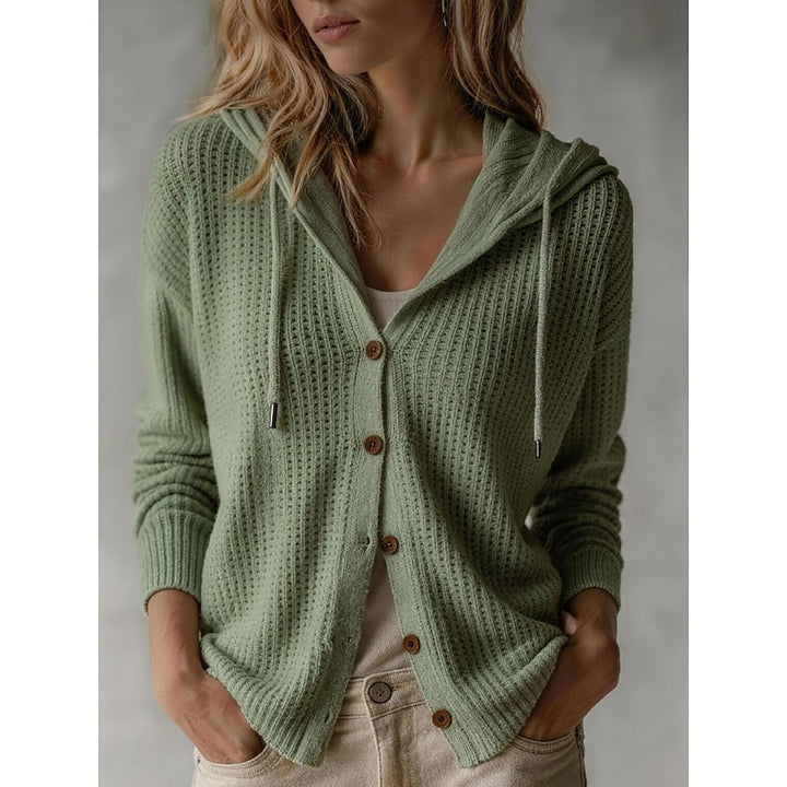 June | Hooded Waffle-Knit Cardigan