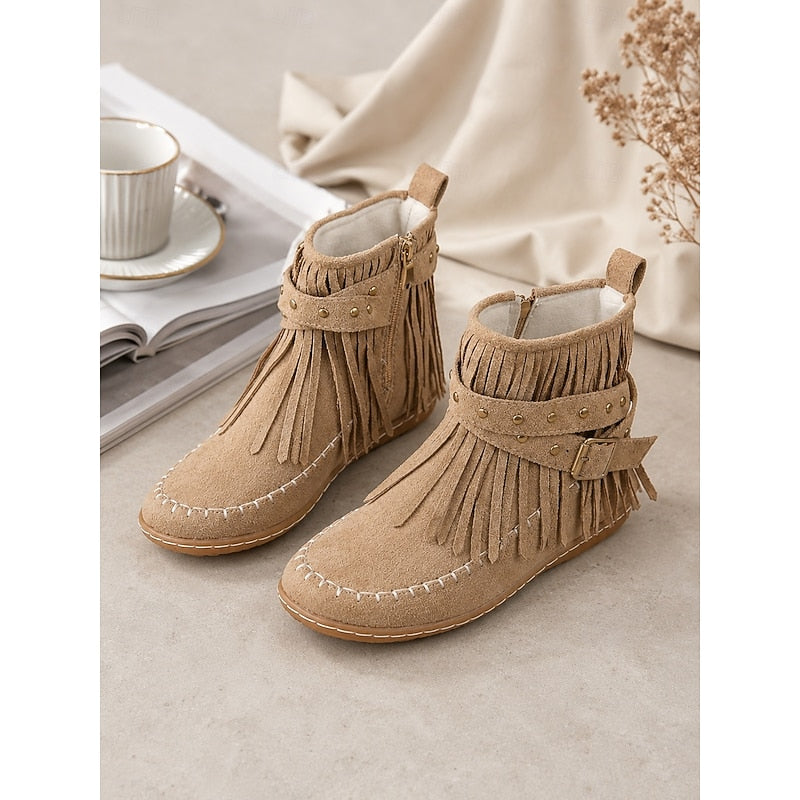 Adele | Fringe Moccasin Ankle Boots