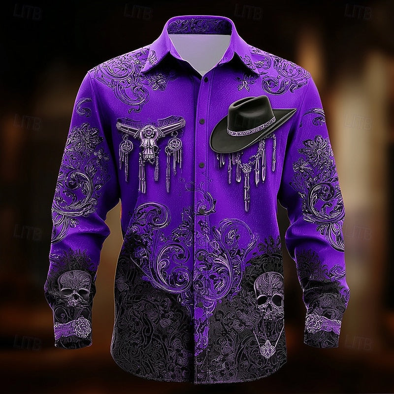 Cormac | Halloween Western Skull Print Shirt