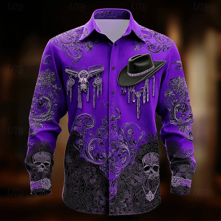 Cormac | Halloween Western Skull Print Shirt