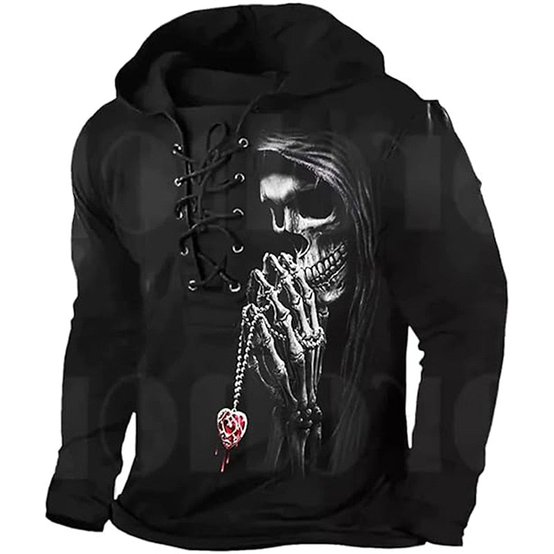 Wyatt | Halloween Skull Lace-Up Hoodie