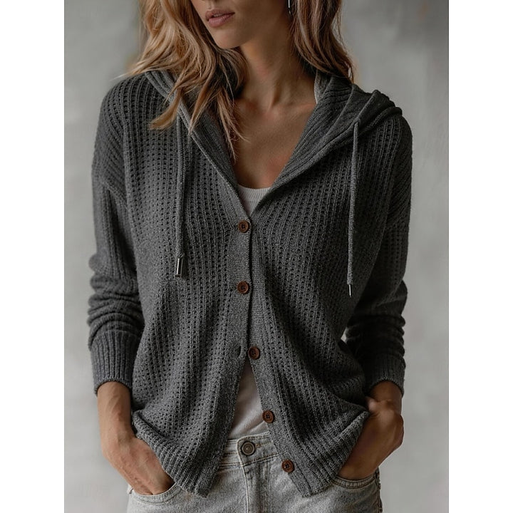 June | Hooded Waffle-Knit Cardigan