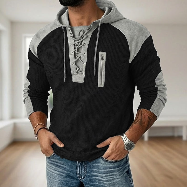 Dean | Textured Lace-Up Hoodie