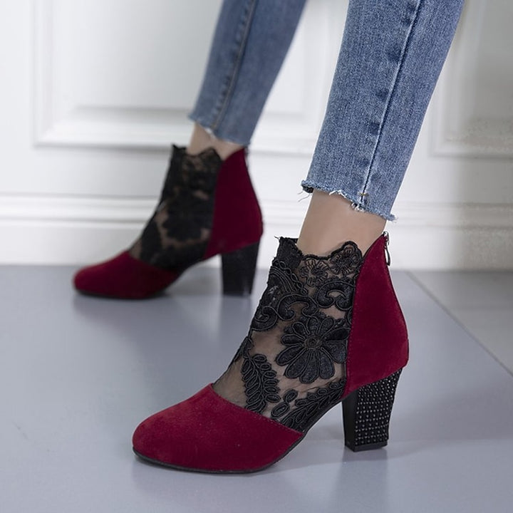 Marjorie | Lace-Detail Heeled Ankle Boots