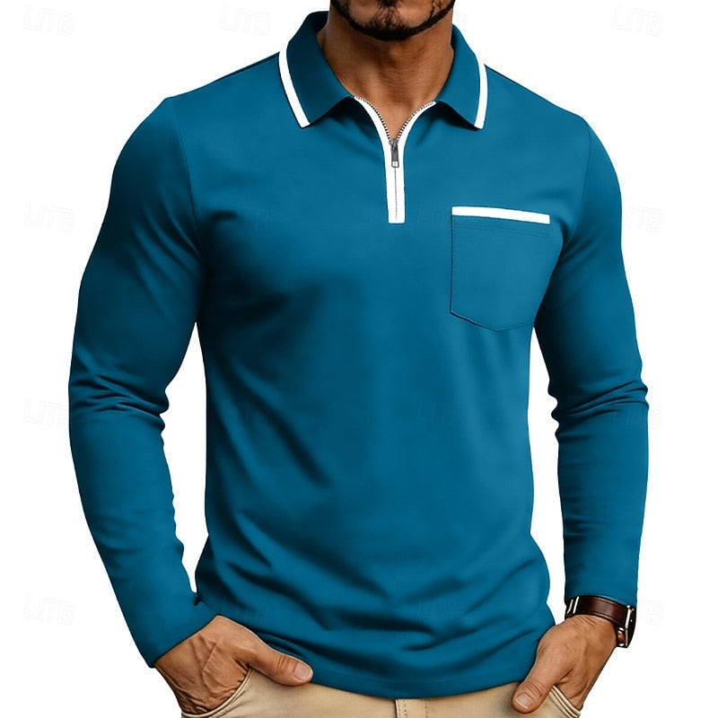 Maddox | Refined Quarter-Zip Long Sleeve Polo