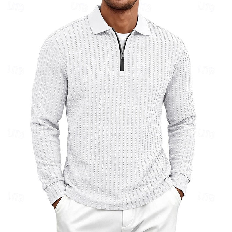 Declan | Textured Quarter-Zip Polo Shirt