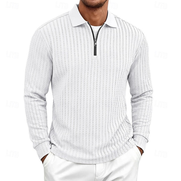 Declan | Textured Quarter-Zip Polo Shirt