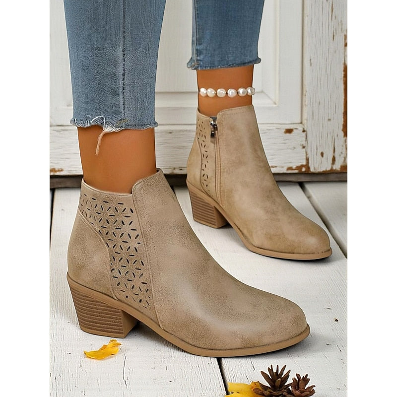 Winifred | Cutout Low-Heel Ankle Boots