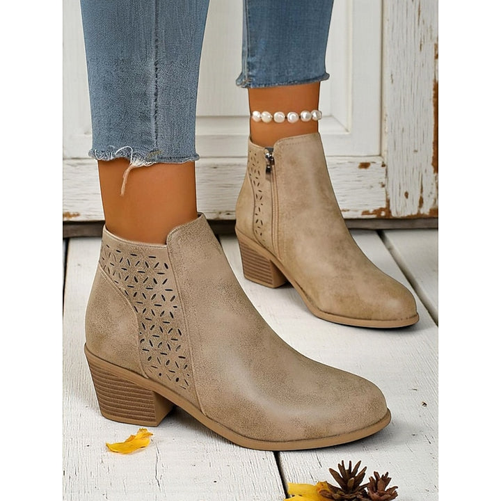 Winifred | Cutout Low-Heel Ankle Boots
