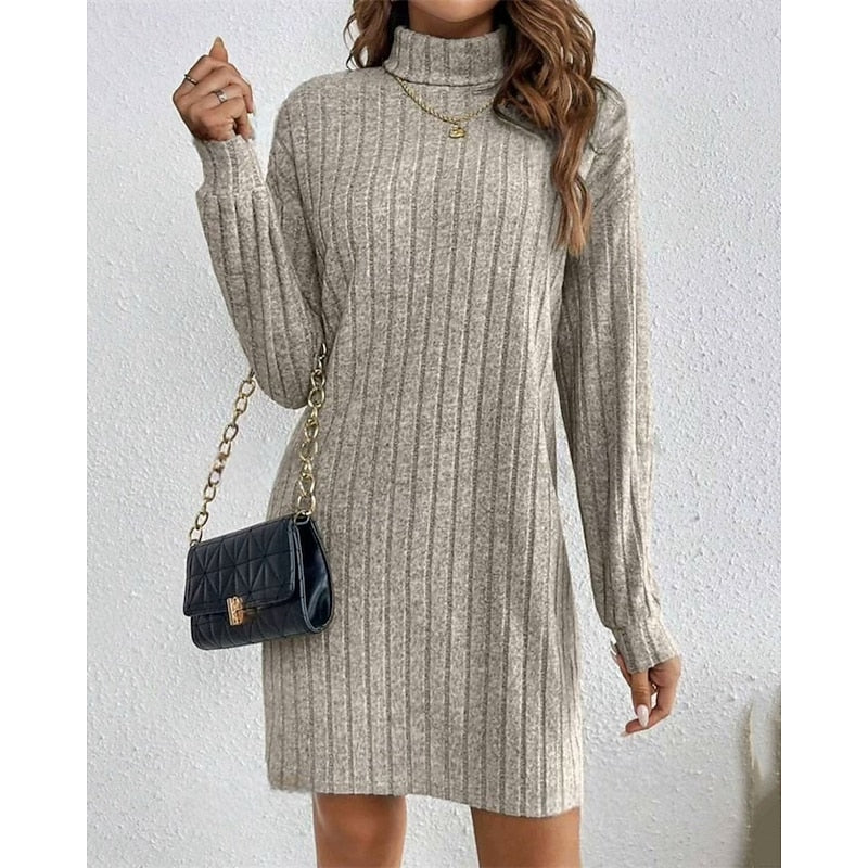 Saskia | High-Neck Ribbed Dress