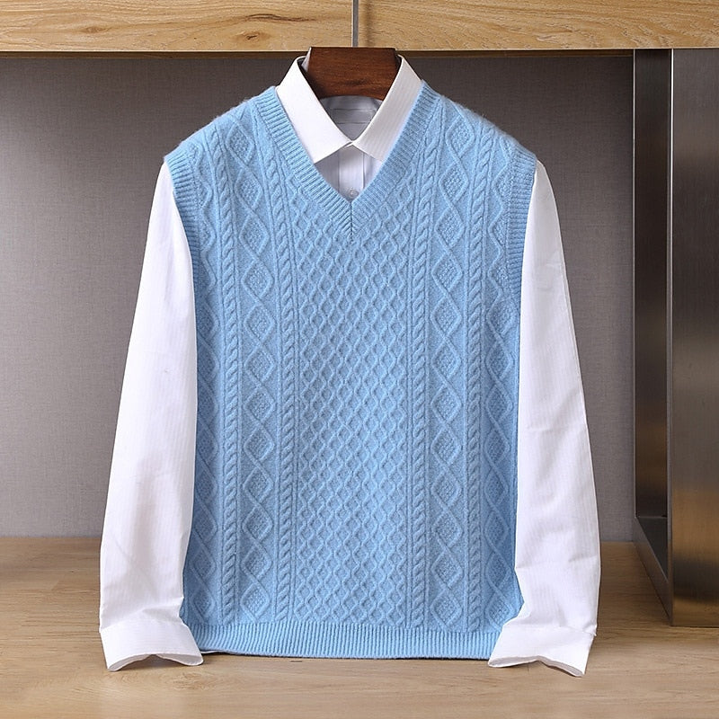 Nigel | Cable-Knit V-Neck Sweater Vest