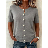 Marcella | Button-Front Short-Sleeve Knit Top