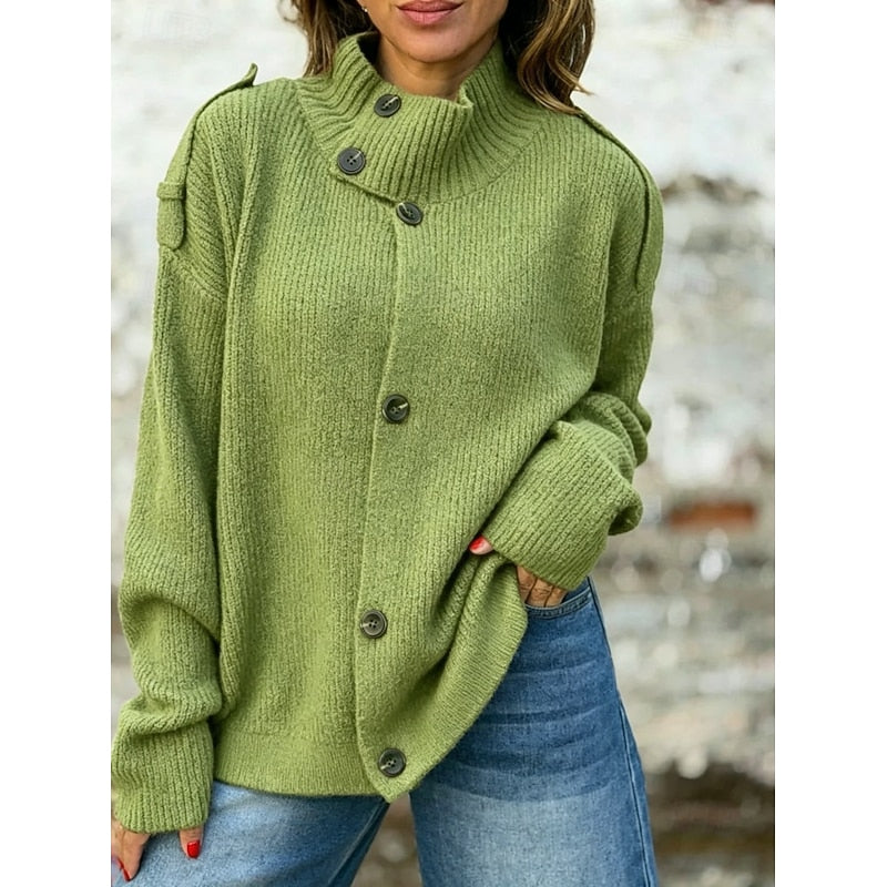 Sylvia | Buttoned Stand-Collar Cardigan