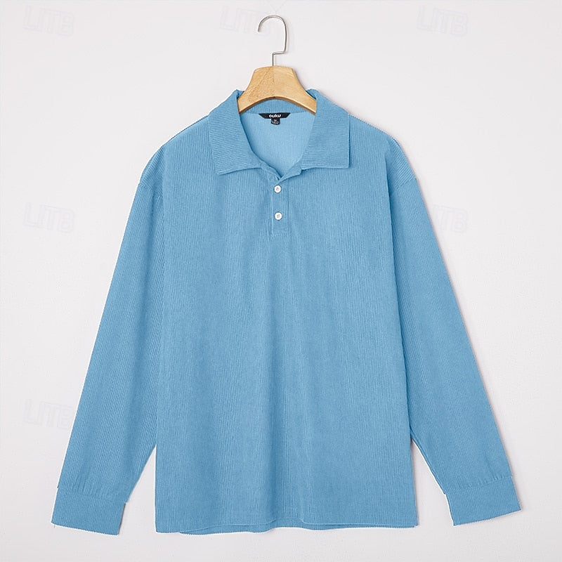 Oscar | Ribbed Long-Sleeve Polo Shirt