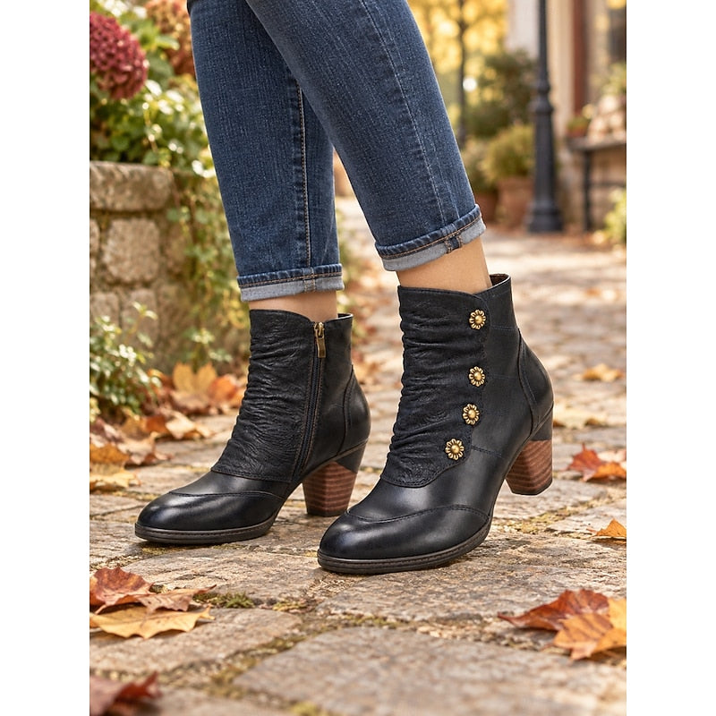 Rosalyn | Button-Detail Heeled Ankle Boots