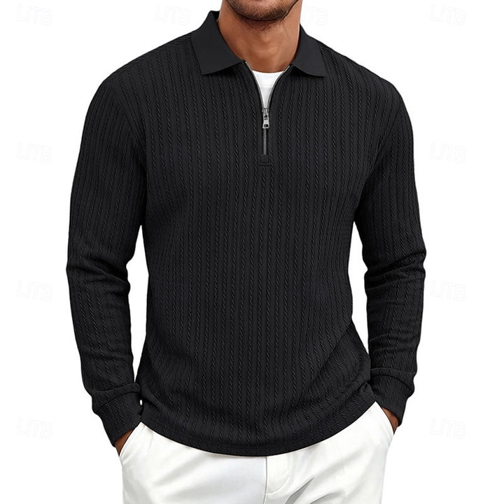 Declan | Textured Quarter-Zip Polo Shirt