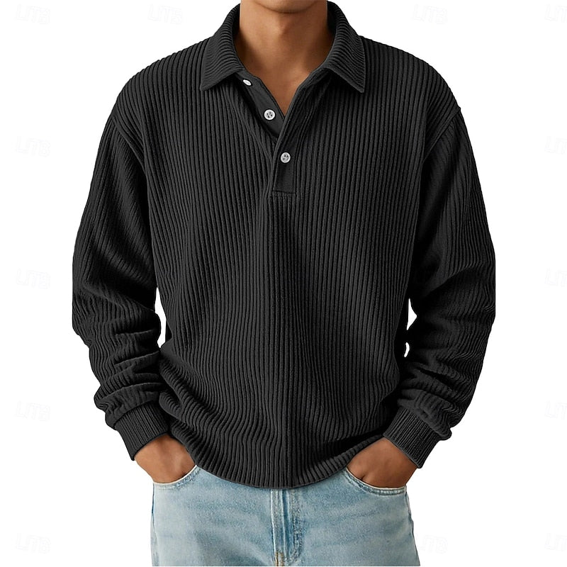 Oscar | Ribbed Long-Sleeve Polo Shirt