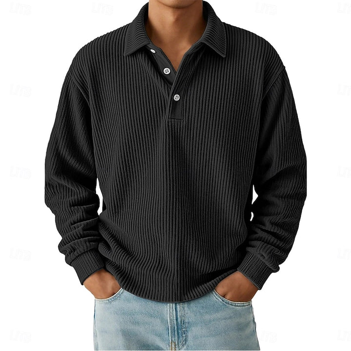 Oscar | Ribbed Long-Sleeve Polo Shirt