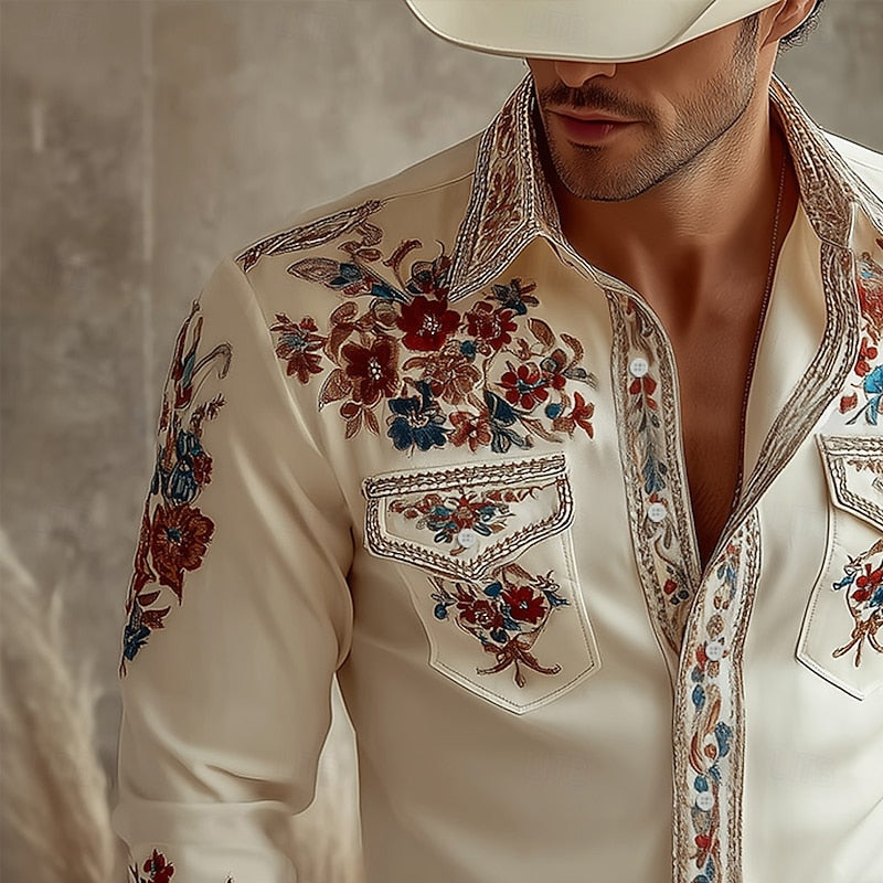 Wyatt | Embroidered Floral Western Shirt