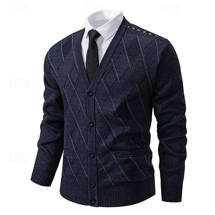 Duncan | Refined Argyle Button-Up Cardigan