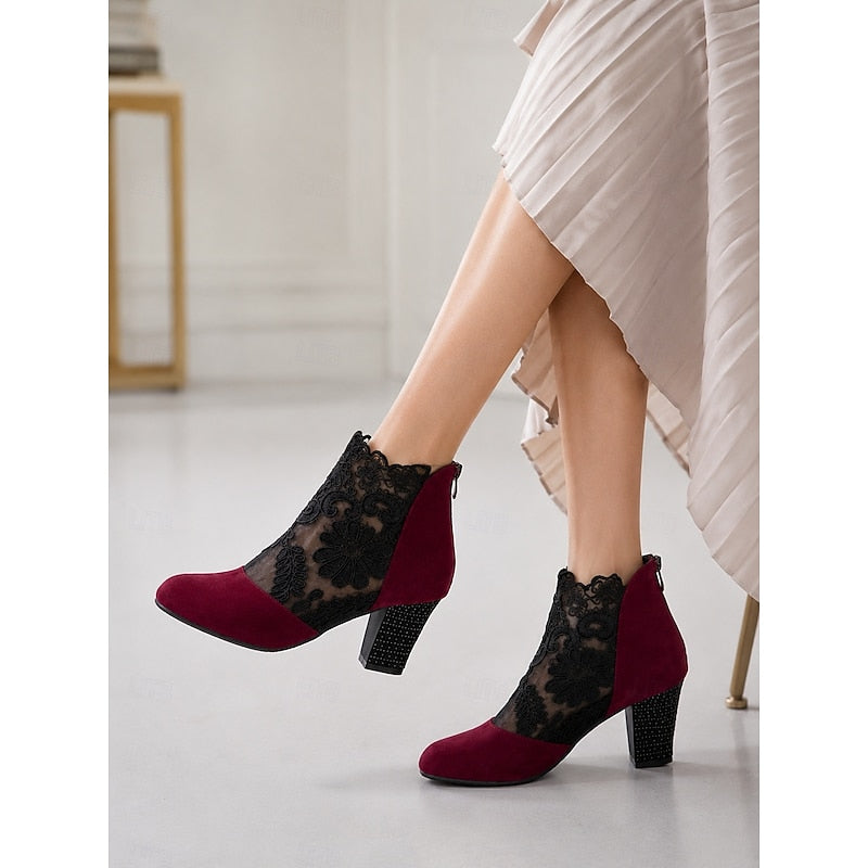 Marjorie | Lace-Detail Heeled Ankle Boots