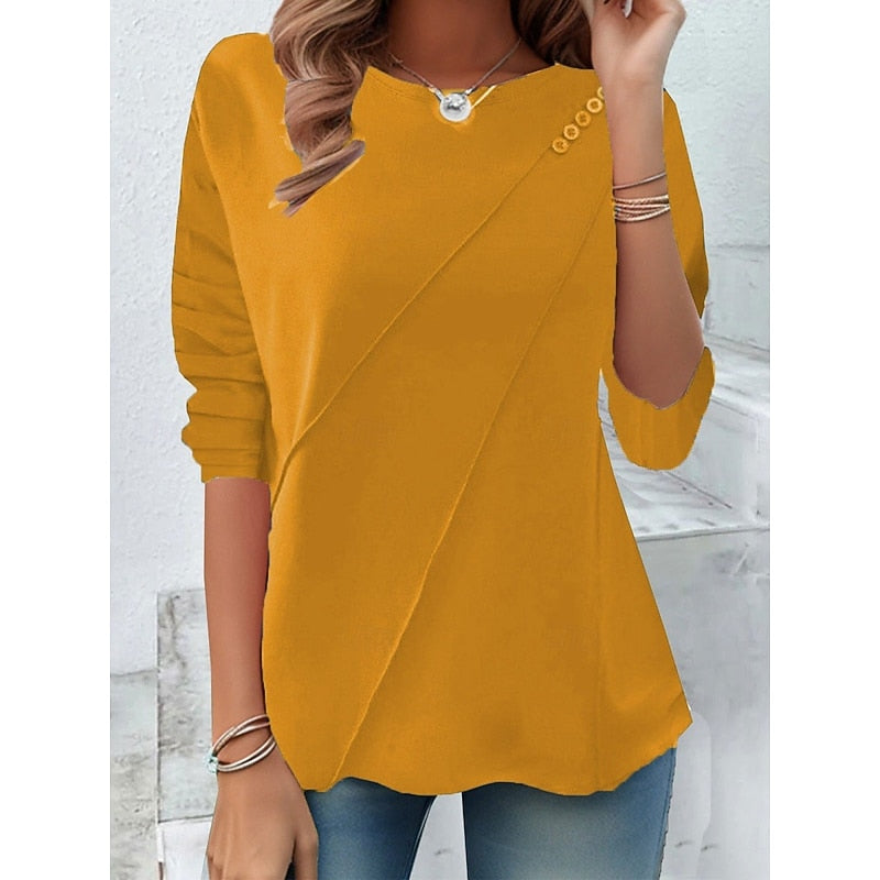 Danica | Draped Button-Accent Top
