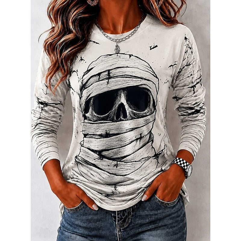 Sabrina | Halloween Skull Long-Sleeve Top