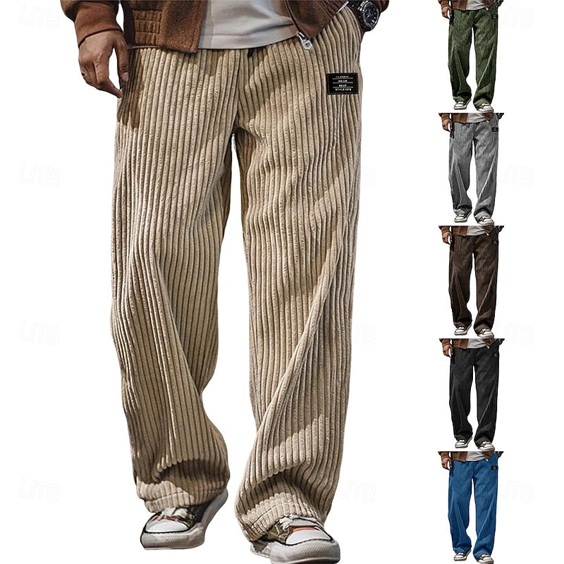 Cedric | Ribbed Textured Wide-Leg Trousers