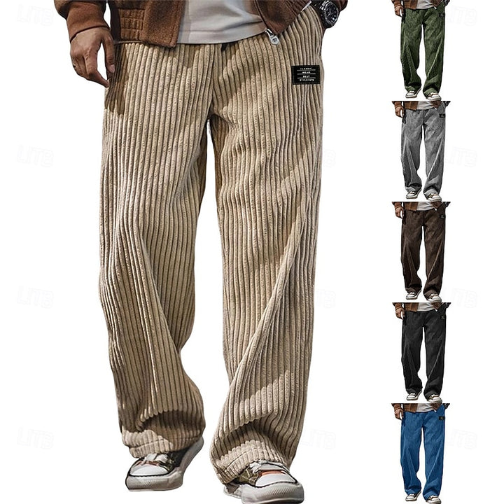 Cedric | Ribbed Textured Wide-Leg Trousers