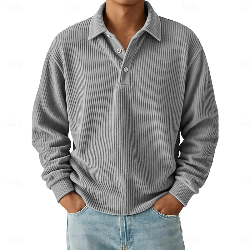 Oscar | Ribbed Long-Sleeve Polo Shirt
