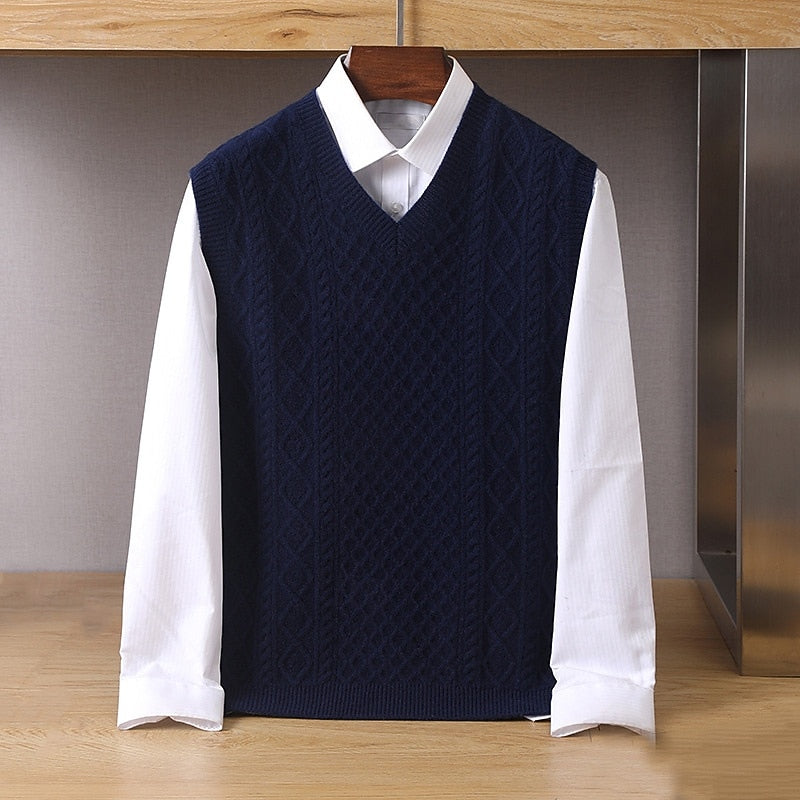 Nigel | Cable-Knit V-Neck Sweater Vest